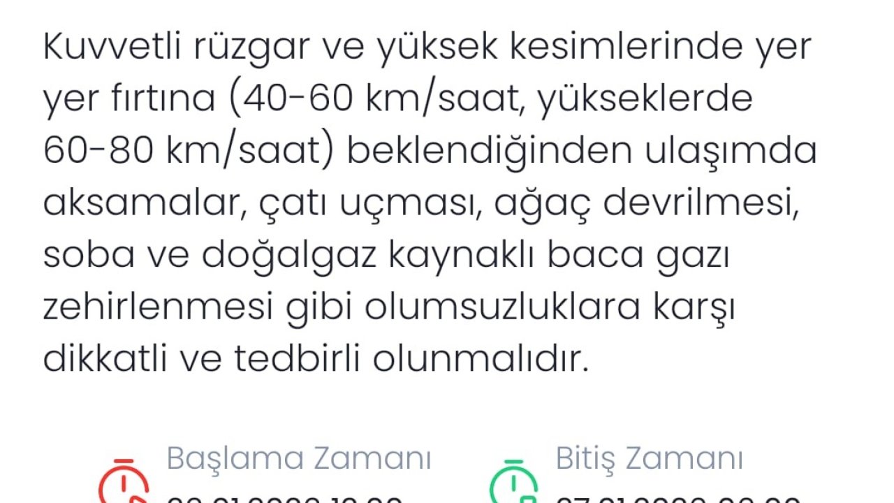 Denizli için kuvvetli rüzgar ve fırtına uyarısı verildi