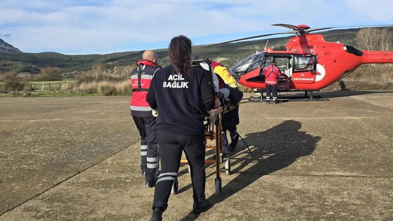 Gökçeada’da rahatsızlanan hasta helikopter ambulansla Çanakkale’ye sevk edildi