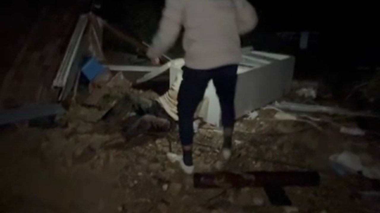 Hortumun savurduğu konteynerdeki yaralı adamın bulunduğu anların görüntüsü çıktı