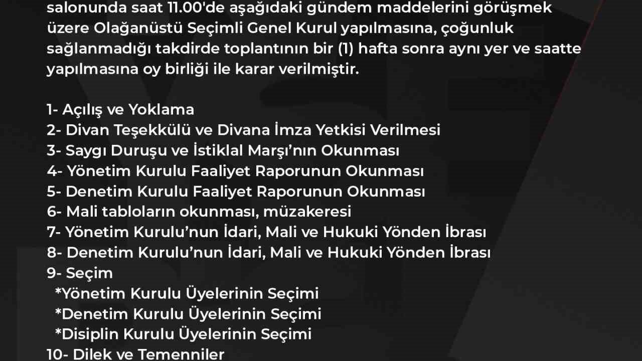 Kayserispor’un genel kurulu 21 Şubat’ta