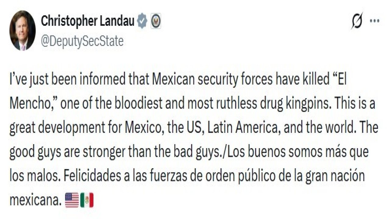 ABD’den Meksika’daki kartel operasyonu hakkında açıklama: "El Mencho’nun öldürülmesi harika bir gelişme"