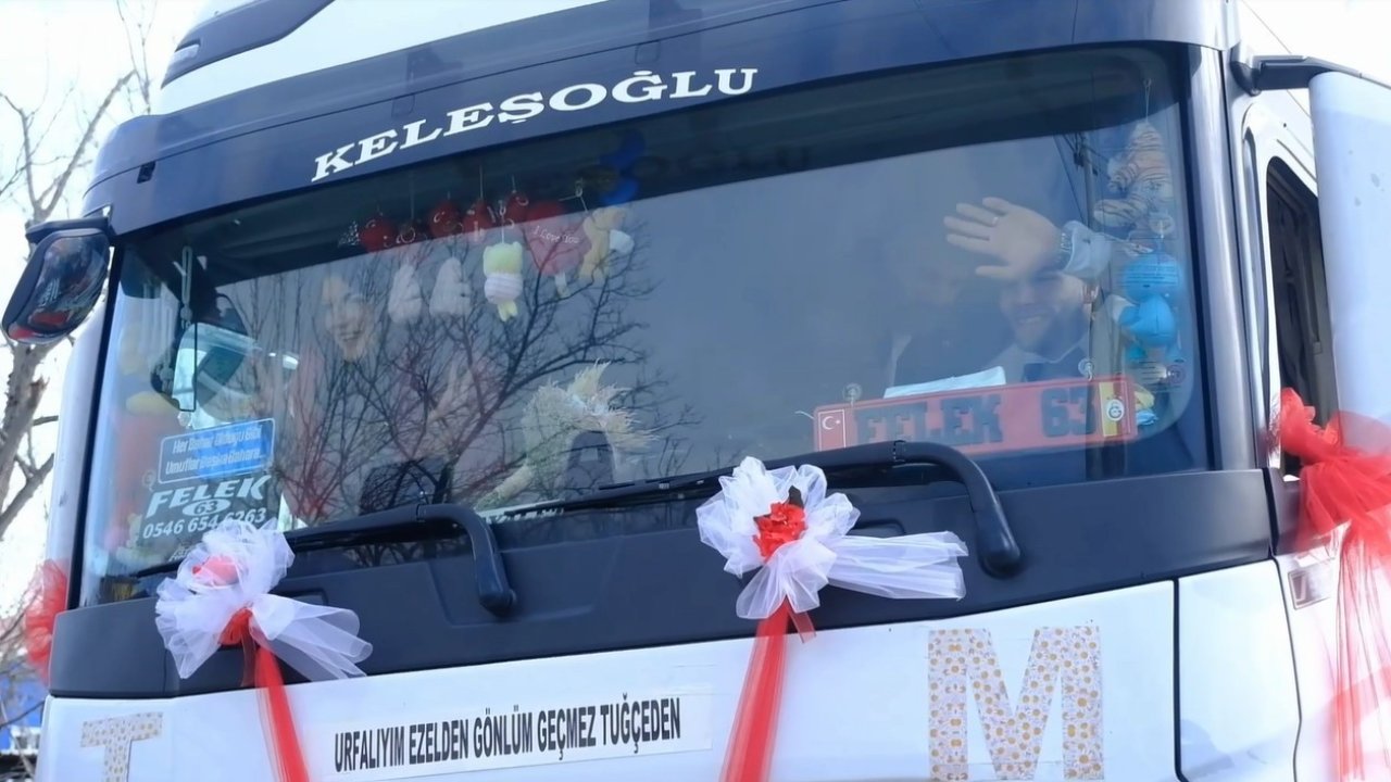 Gelini evinden tırı ile aldı
