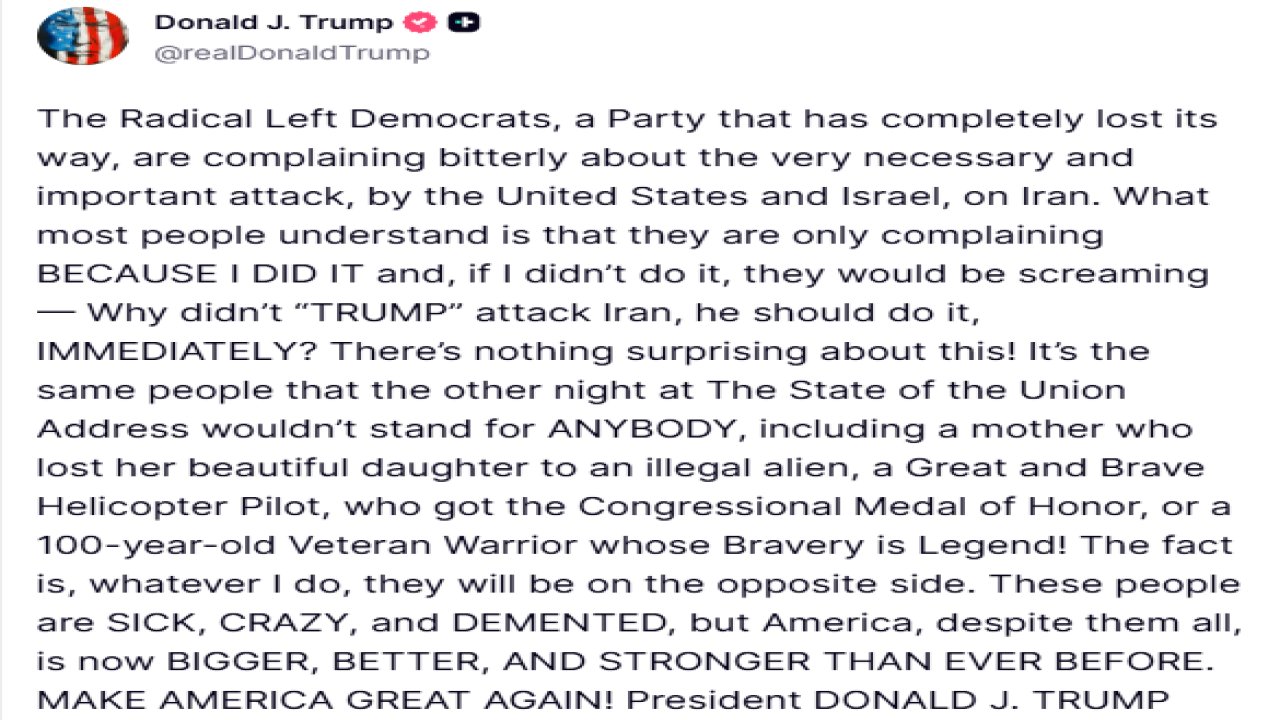 Trump’tan Demokratlara İran tepkisi: "Ne yaparsam yapayım karşısında olacaklar"