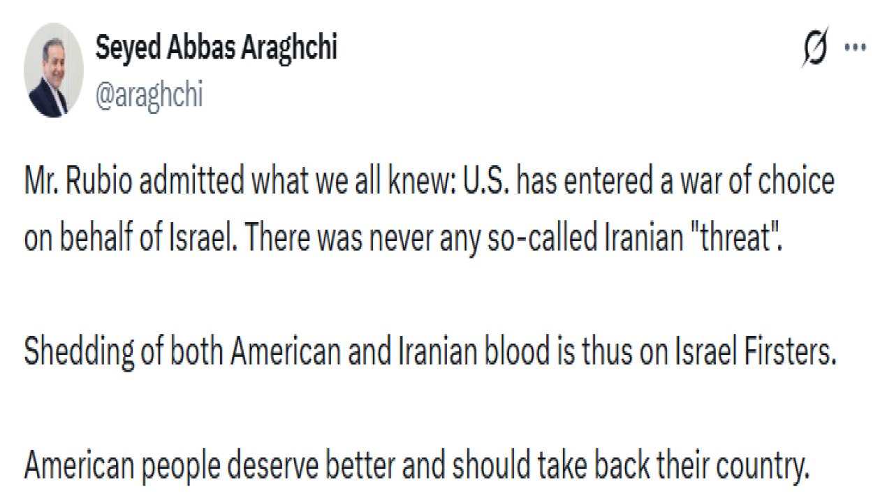 İran Dışişleri Bakanı Arakçi: "Rubio hepimizin bildiği bir şeyi itiraf etti: ABD, İsrail adına savaşa girdi"