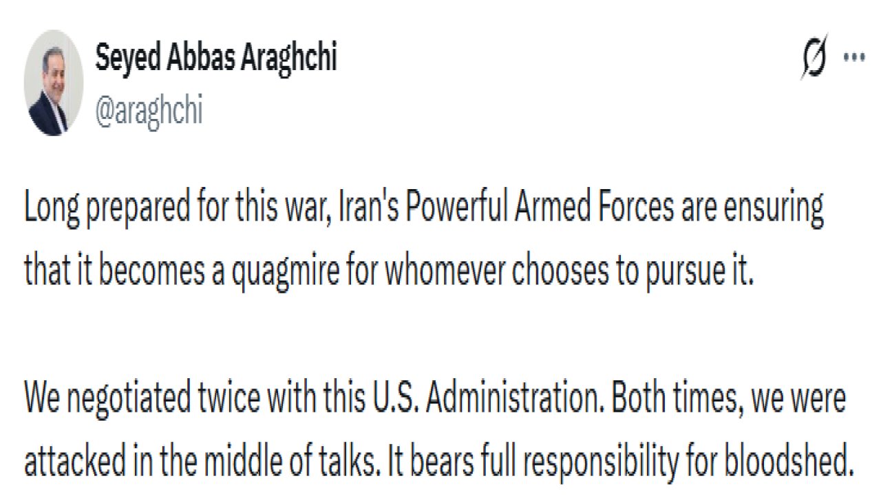 İran Dışişleri Bakanı Arakçi: "Akan kanın tüm sorumluluğu mevcut ABD yönetimine aittir"