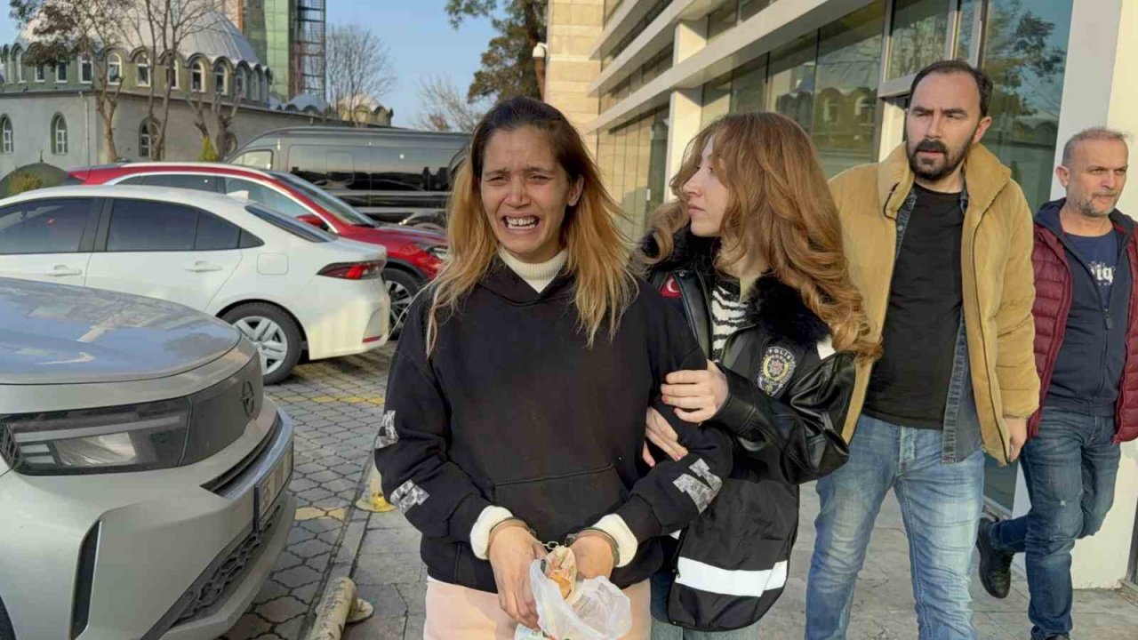Hırsızlık suçundan 60 kaydı bulunan 8 çocuk annesi kadın tutuklanınca ağlayarak cezaevine götürüldü