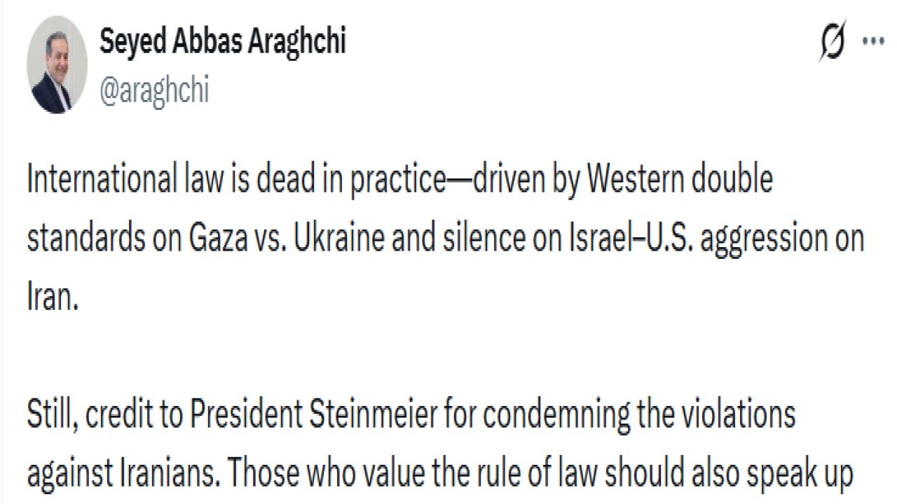 İran Dışişleri Bakanı Arakçi: "Uluslararası hukuk pratikte ölmüştür"