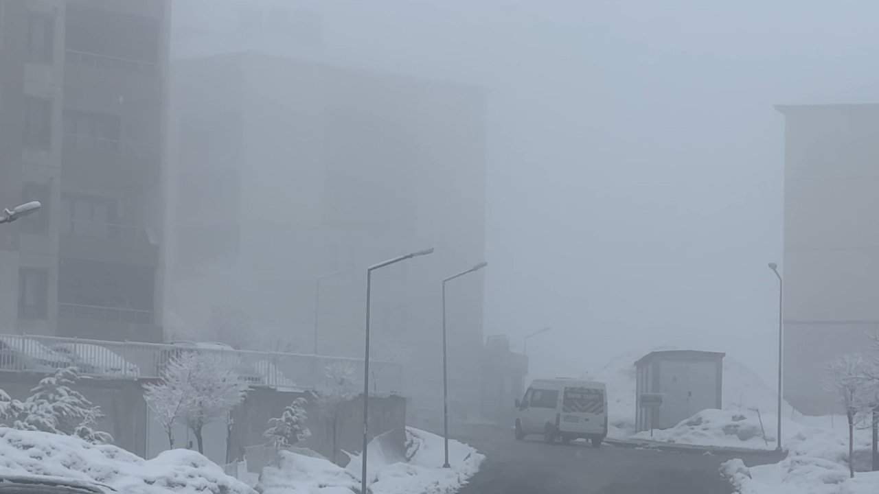 Yüksekova’da yoğun sis seyirlik görüntüler oluşturdu
