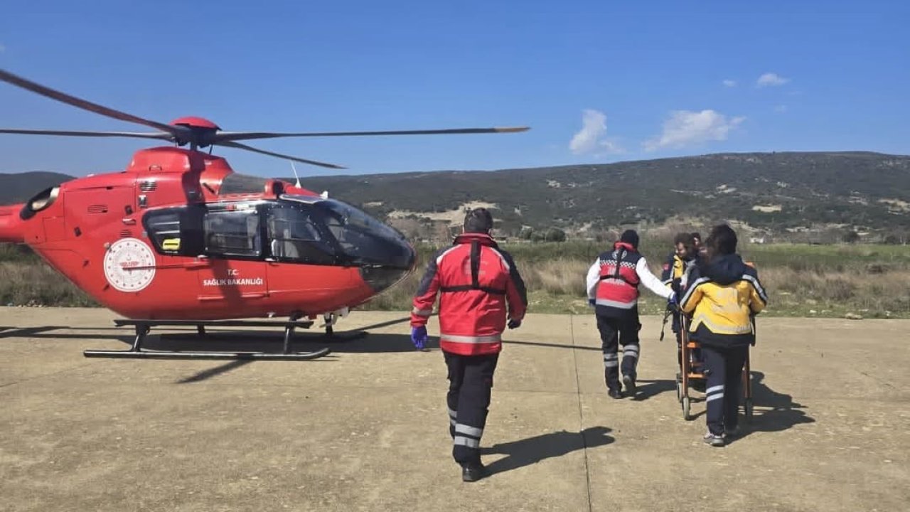 Gökçeada’da rahatsızlanan hasta helikopter ambulansla Çanakkale’ye sevk edildi