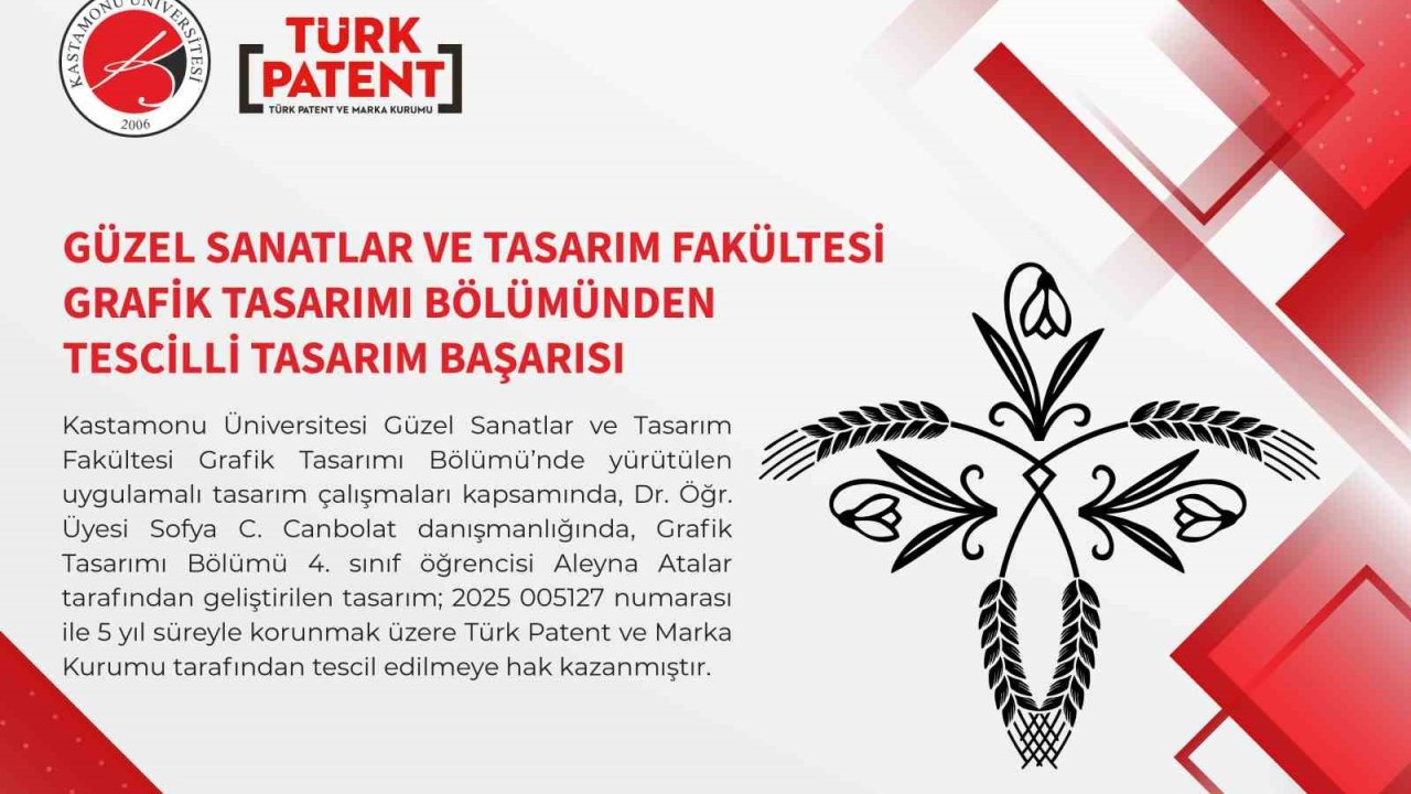 Kastamonu Üniversitesi’nde tasarlanan desene tescil belgesi