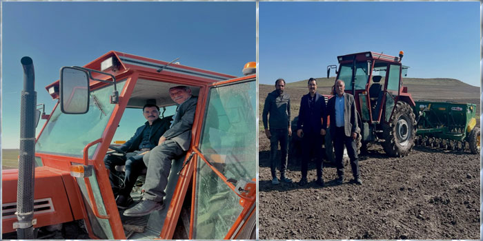 Akyaka Kaymakamı İsmail Demirtaş arpa ekimine katıldı