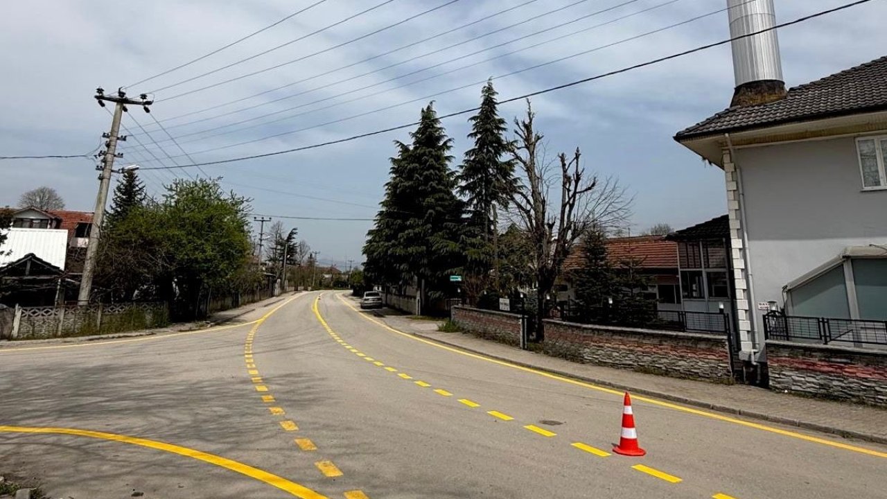 Çalıcuma Köyü’nde yol çizgi çalışmaları tamamlandı