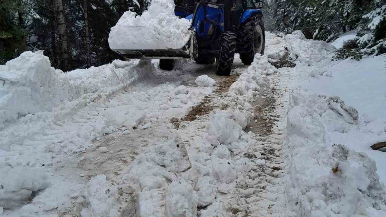 Bolu’da karla kaplanan yayla yollarını köylüler açtı