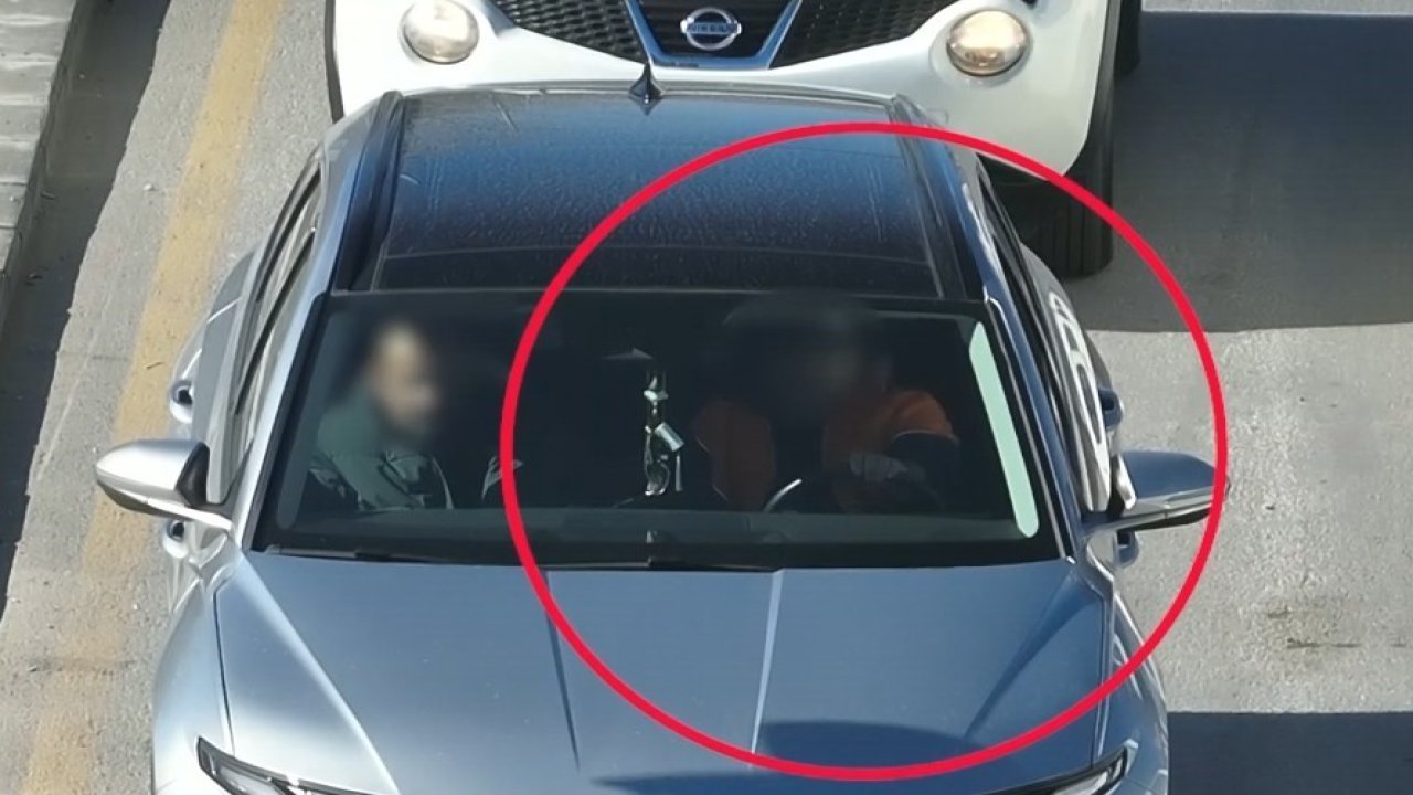 Dronu görünce emniyet kemerini taktılar