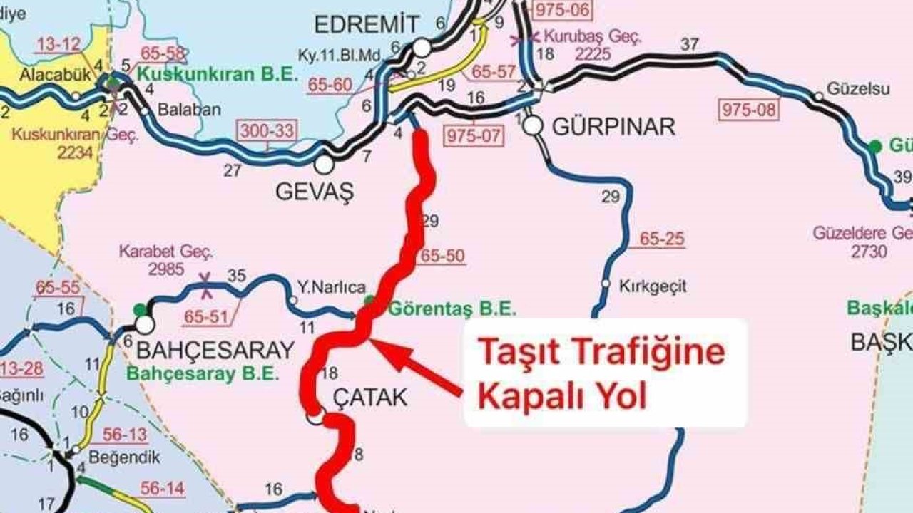 Çatak yolu araç trafiğine kapatıldı