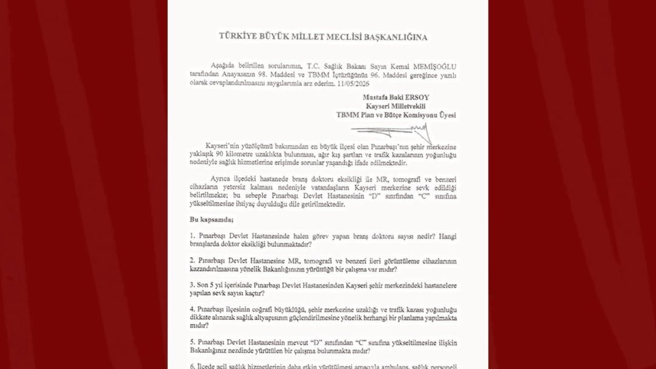 MHP’li Ersoy’dan Pınarbaşı için sağlık hamlesi