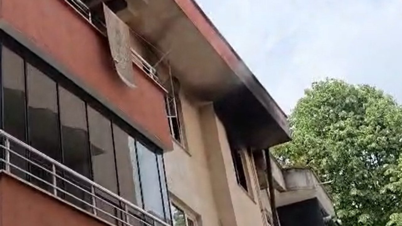 Düzce’de daireden yükselen alevler camları kırdı