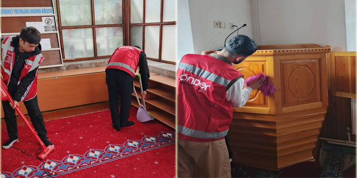 Kars'ta imam hatipli gençlerden camilere gönüllü destek