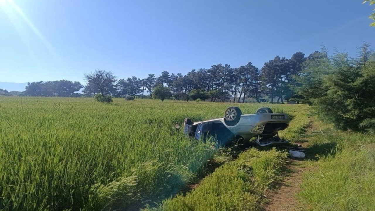 Köpeğe çarpmamak için manevra yapan otomobil tarlaya uçtu: 1 ölü, 2 yaralı