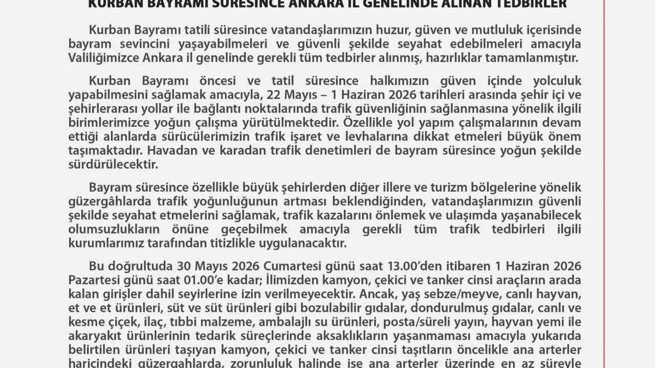 Ankara’da bayramda 24 binin üzerinde emniyet ve jandarma personeli görev başında olacak