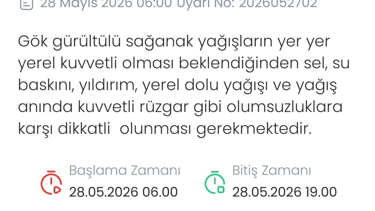 Meteoroloji Denizli için sarı kodulı uyarı verdi