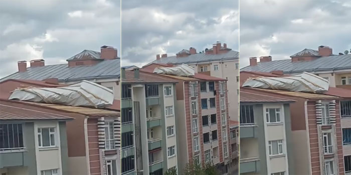 Kars'ta Şiddetli Rüzgar Çatıyı Kaldırdı