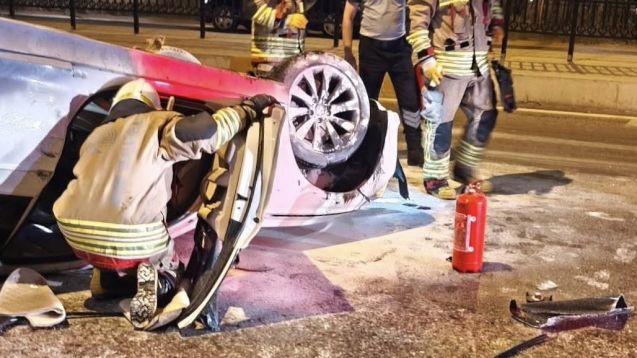 Edirne’de otomobil refüje çarpıp takla attı: 1 yaralı