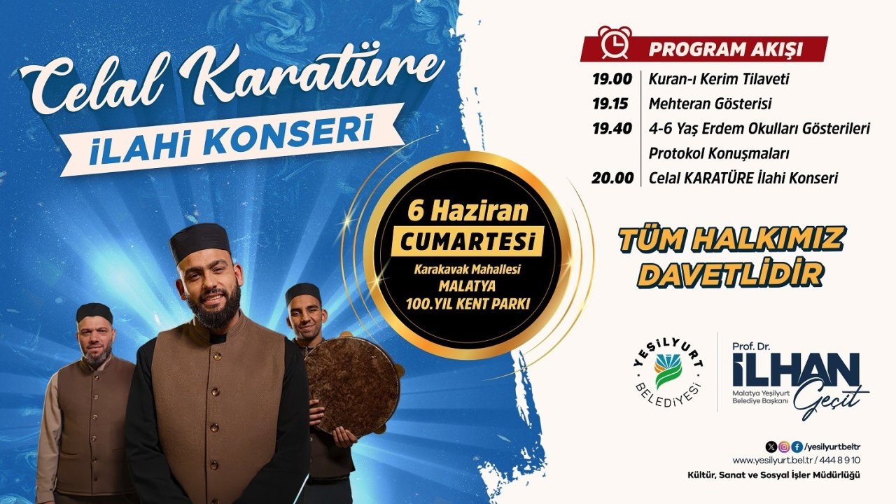 İlahi sanatçısı Celal Karatüre, 6 Haziran’da Malatyalılarla buluşuyor