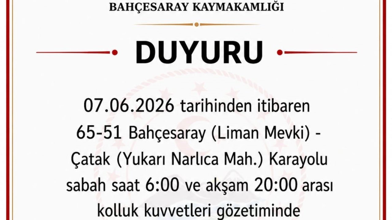 Bahçesaray yolu kontrollü olarak ulaşıma açıldı