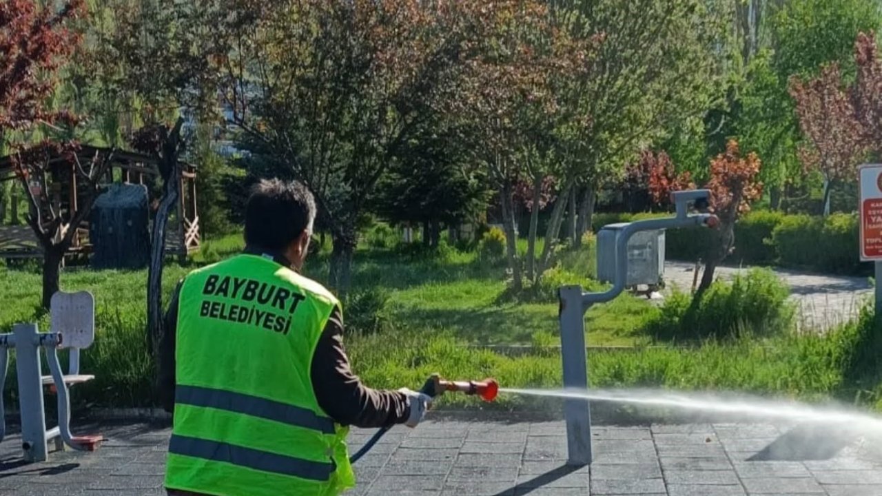 Bayburt’ta kene riskine karşı yeşil alanlar ilaçlandı