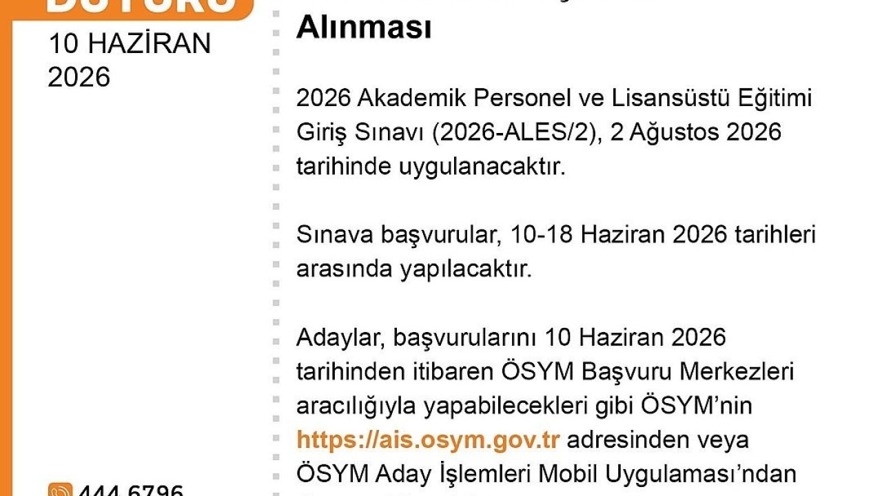 ALES başvuruları başladı
