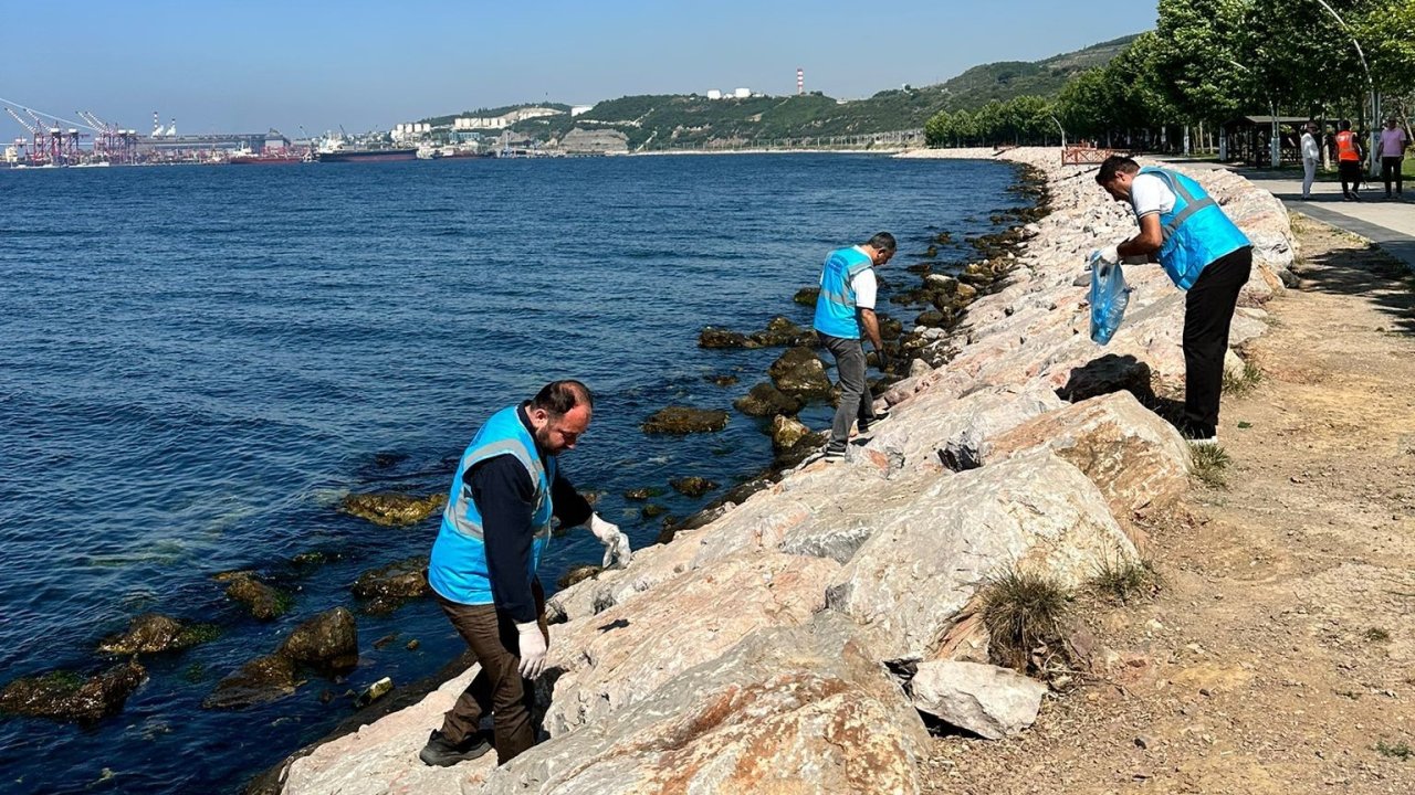Dilovası’nda Marmara Denizi için sahil temizliği yapıldı