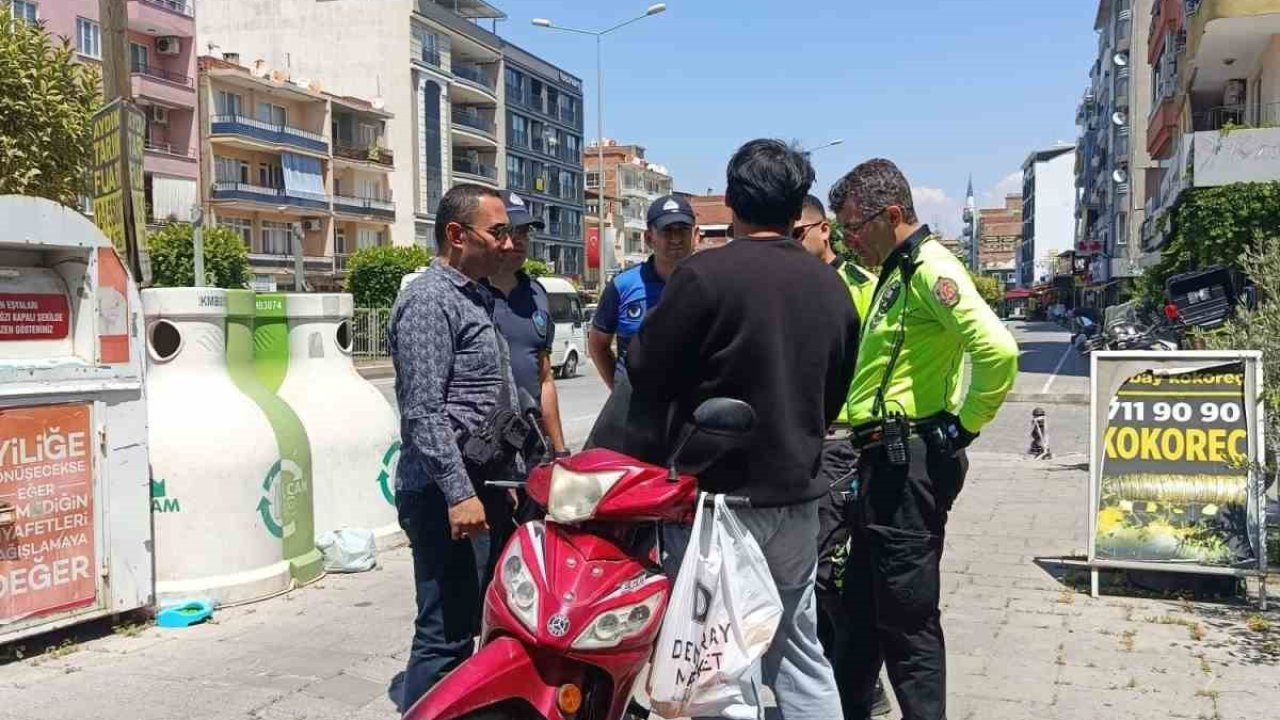 Çine’de kaldırımlarda motosiklet denetimi