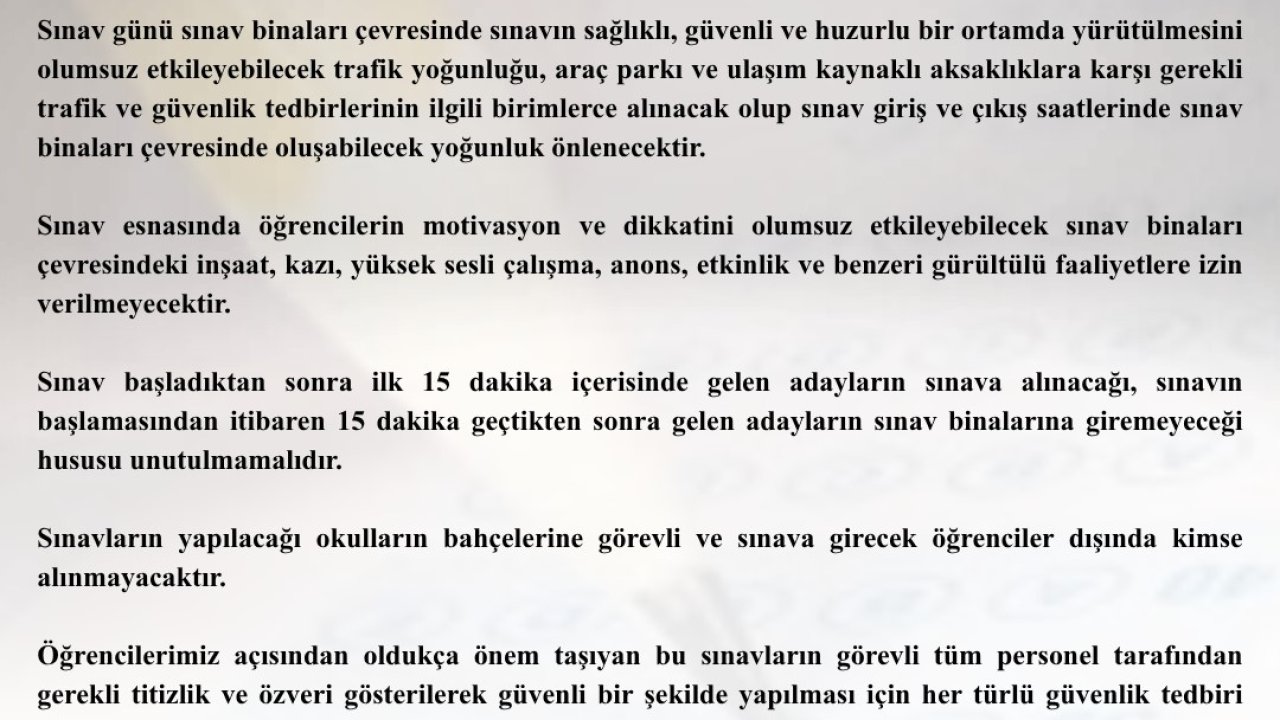 Tekirdağ Valiliği Duyurdu: Sınav saatlerinde gürültülü faaliyetlere yasak