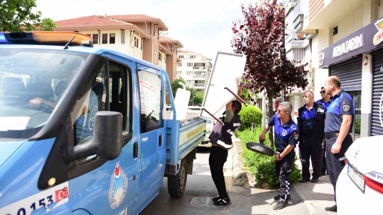 Şehzadeler zabıtasından yol ve kaldırım işgali denetimi