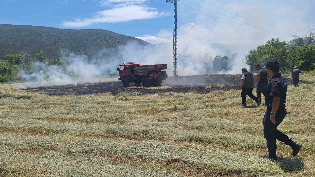 Anız yangını ormana sıçramadan söndürüldü