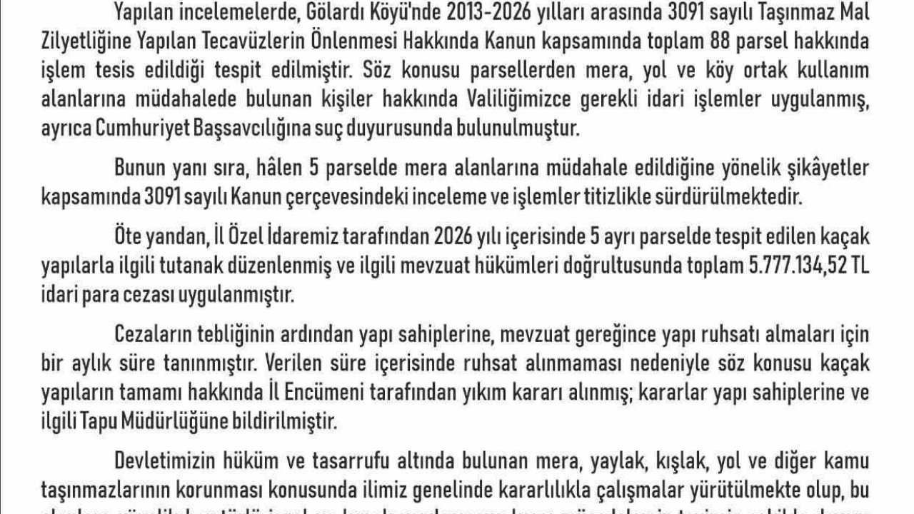 Elazığ’da kaçak yapılara 5 milyon 777 bin lira ceza ve yıkım kararı