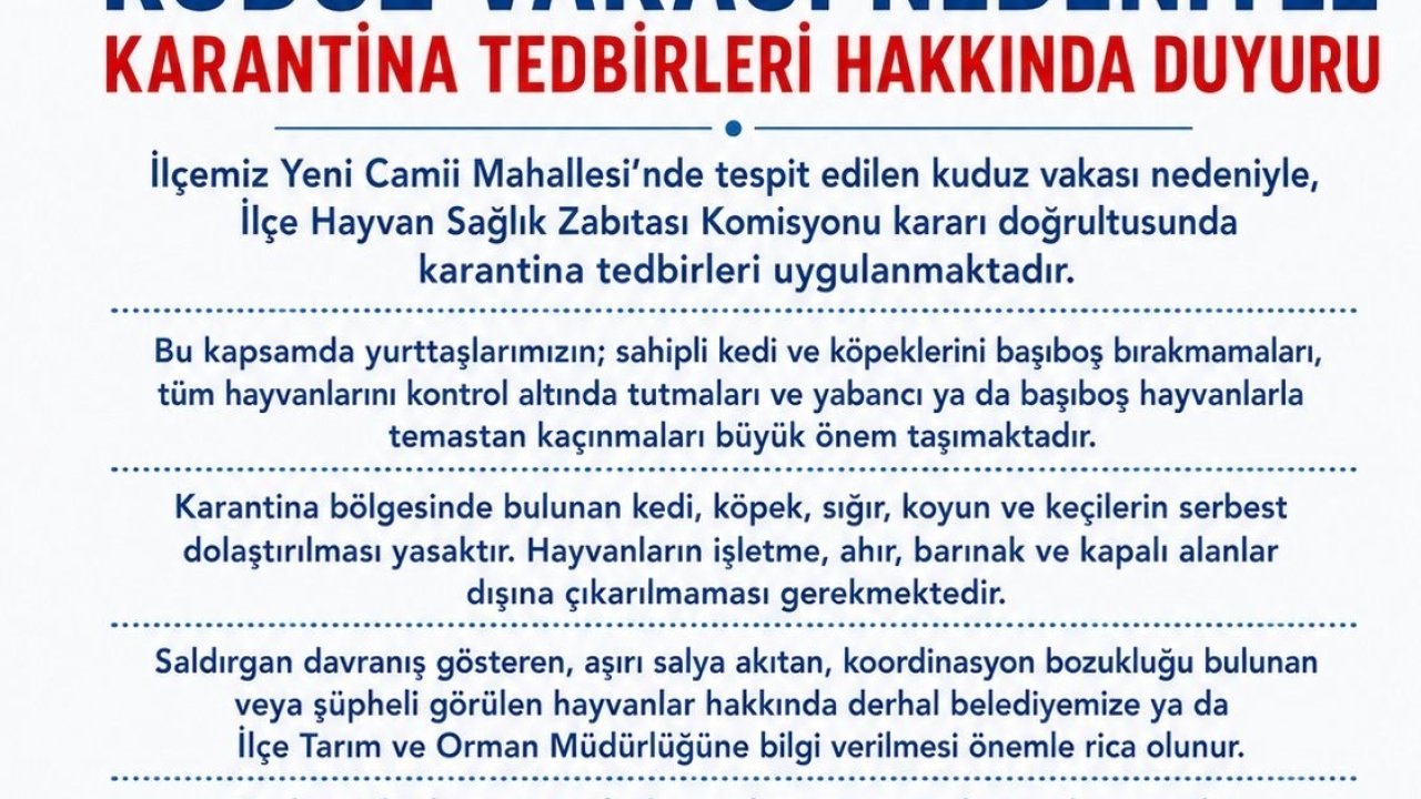 Edremit’te kuduz vakası sonrası karantina uygulaması başladı