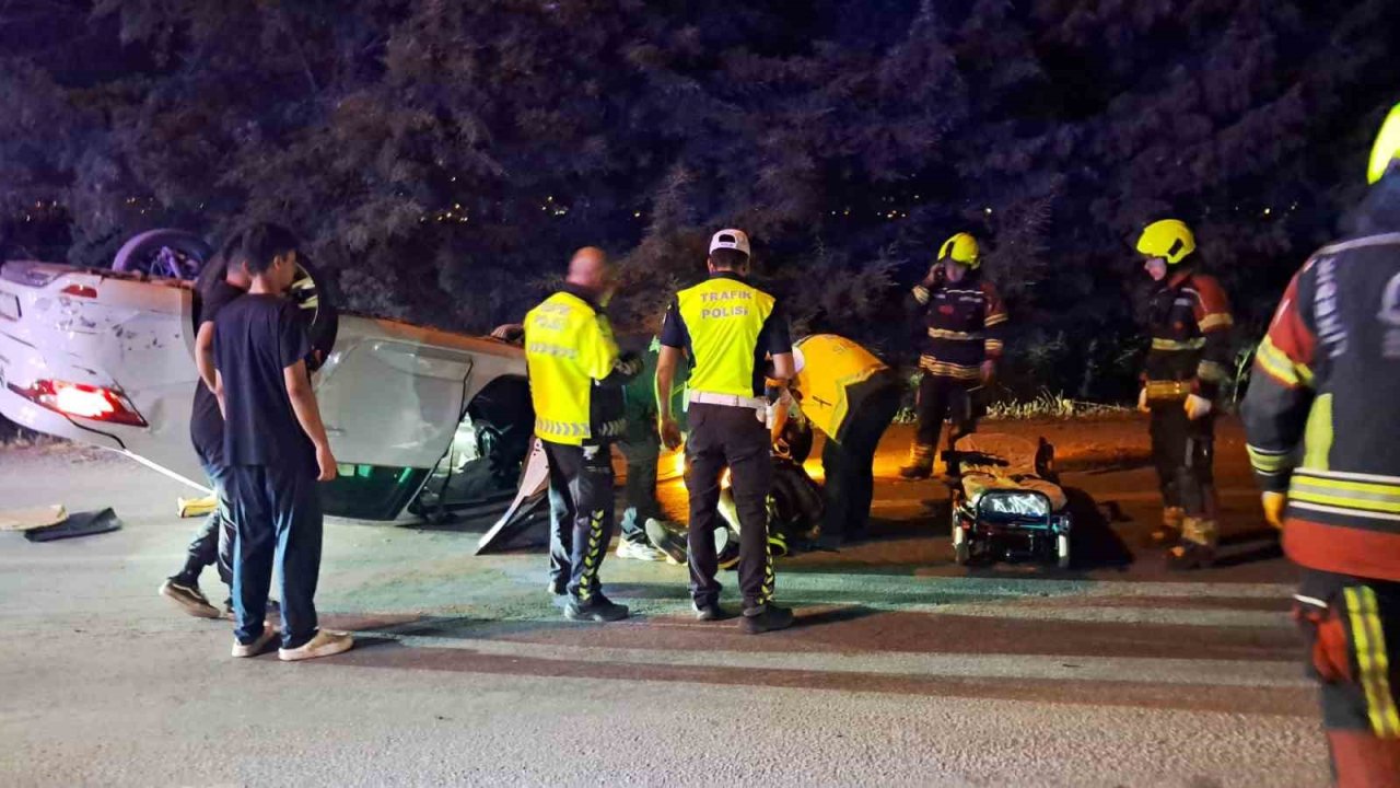 Takla atan araçta 2 kişi yaralandı