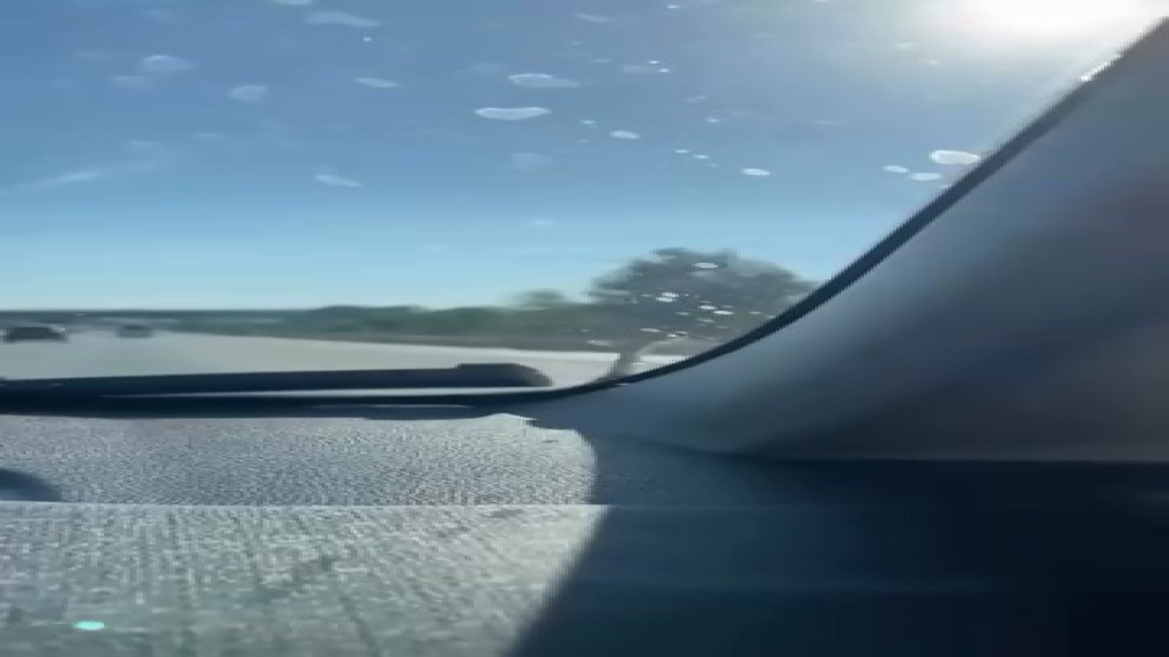 Seyir halindeki aracın kaputunda yılan paniği