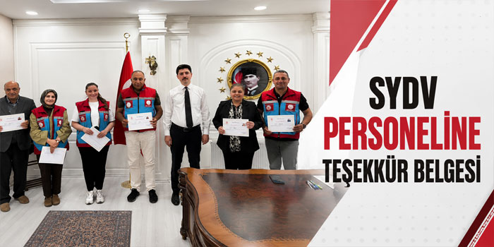 Digor Kaymakamı Ahmed Tayyib Kahraman’dan SYDV Personeline Teşekkür Belgesi