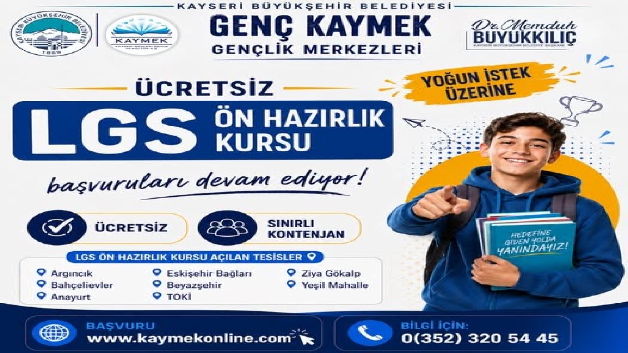 Büyükşehir’den gençlere TYT, LGS ve YDS kursları