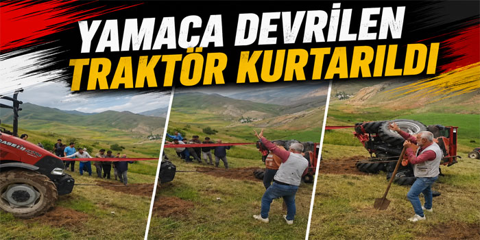 Sarıkamış'ta Yamaca Devrilen Traktör Birlikte Kurtarıldı