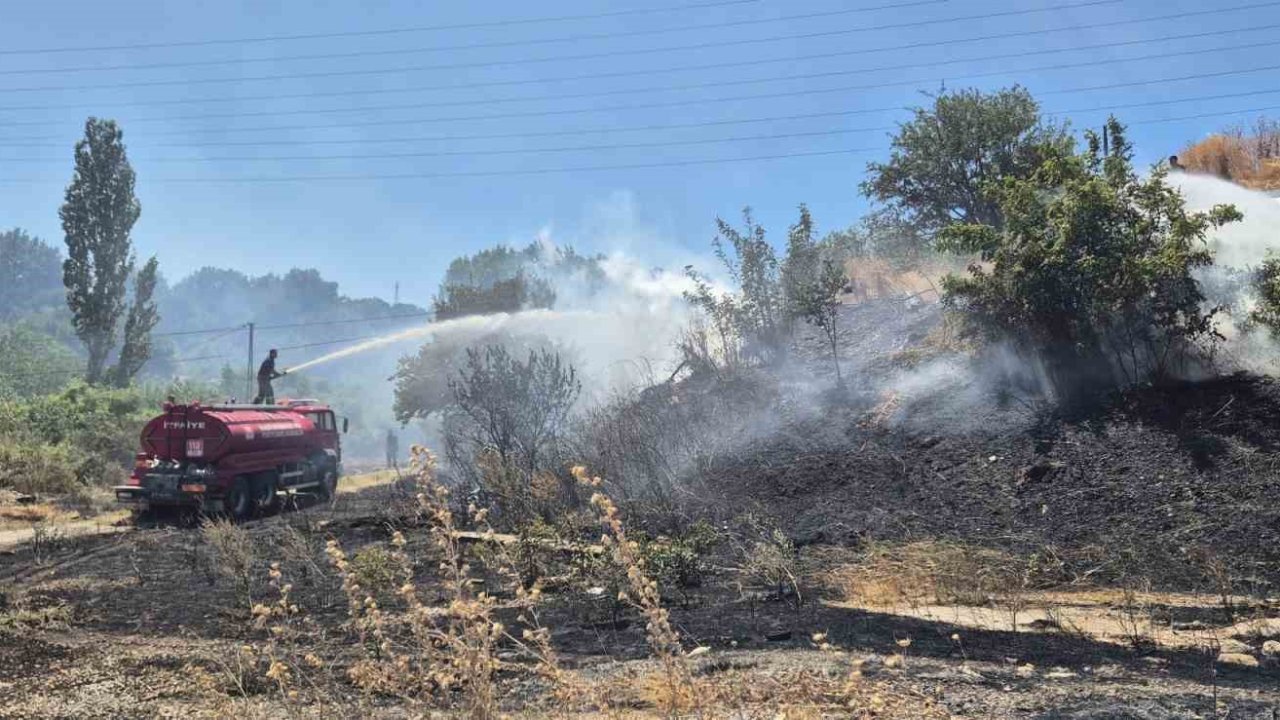 Susurluk’ta çalılık ve otluk alanda çıkan yangın söndürüldü