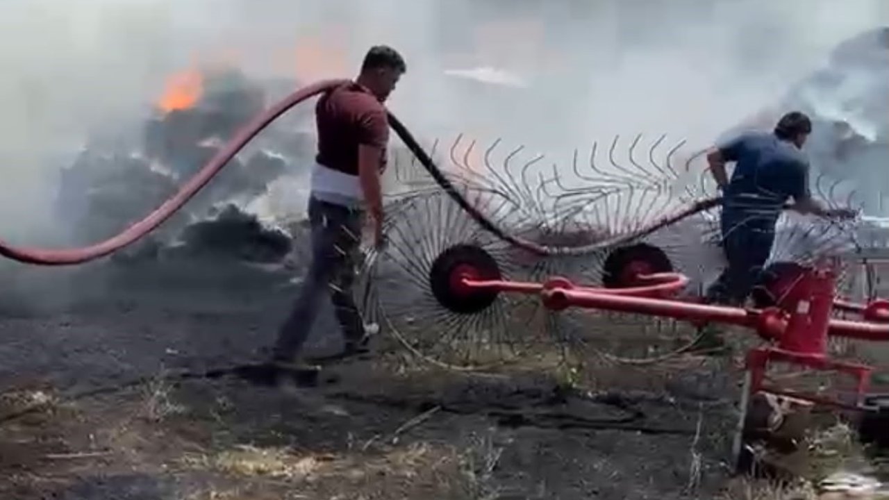 Burdur’da samanlık yangını