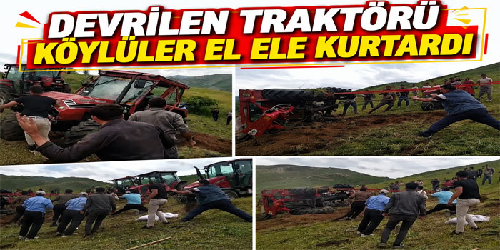 Kars’ta Devrilen Traktör Köylülerin Dayanışmasıyla Kurtarıldı
