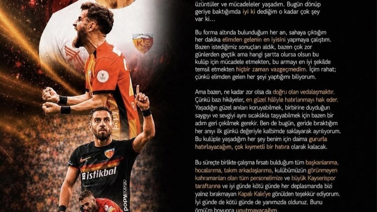 Ramazan Civelek Kayserispor’dan ayrıldı