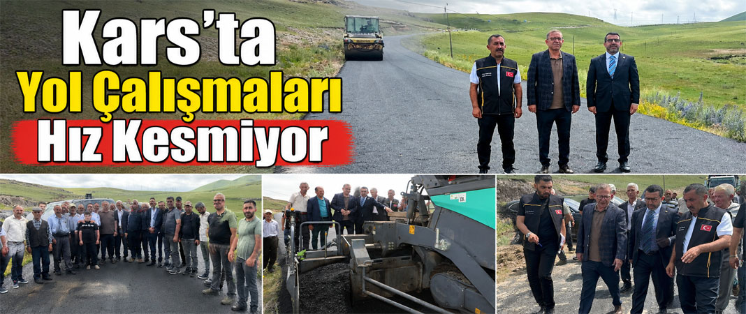 Kars'ta 9,5 Kilometrelik Grup Köy Yolunda Çalışmalar Sürüyor