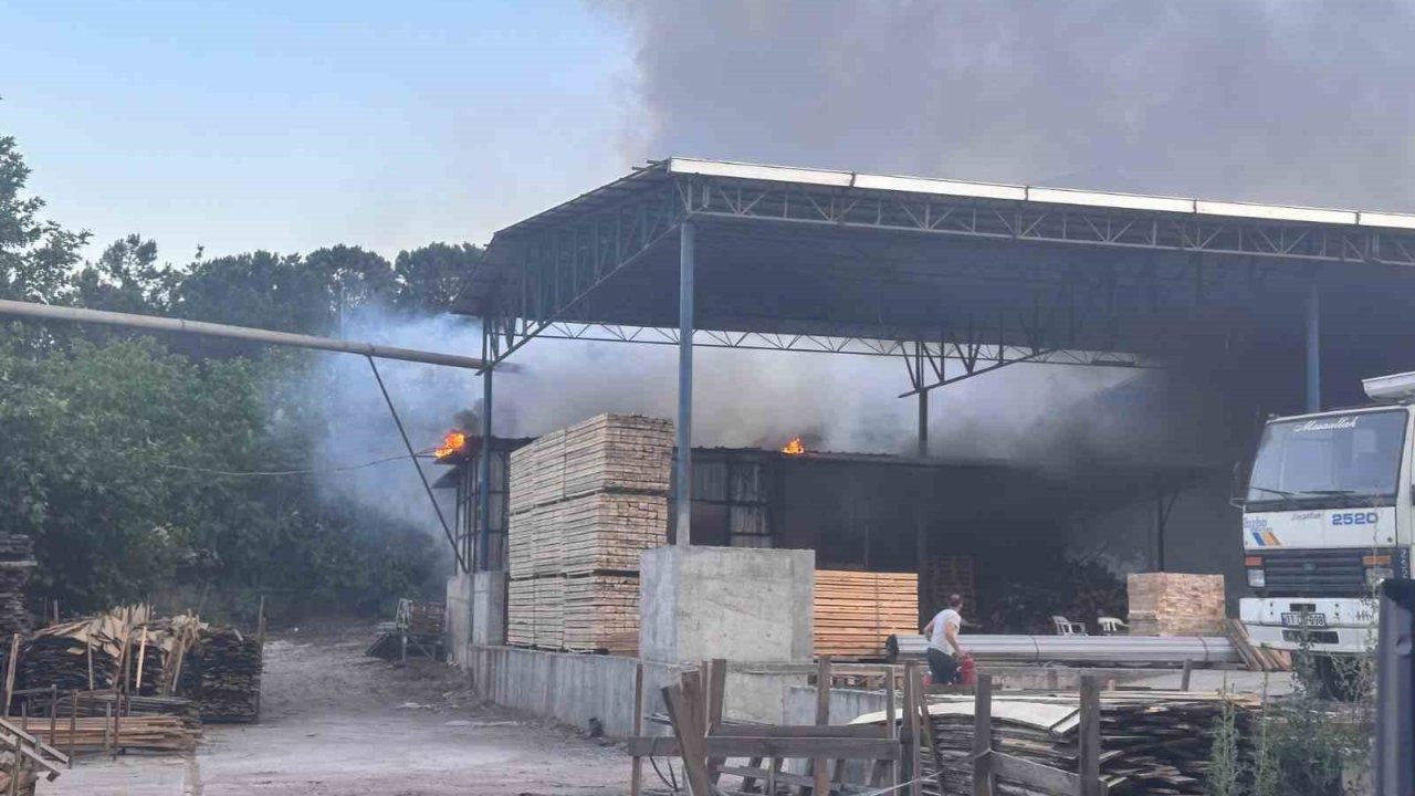 Kereste işletmesinde korkutan yangın