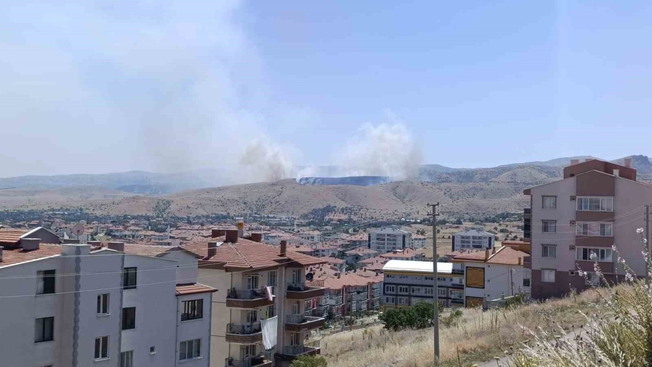 Afyonkarahisar’da otluk alanda çıkan yangına havadan ve karadan müdahale sürüyor